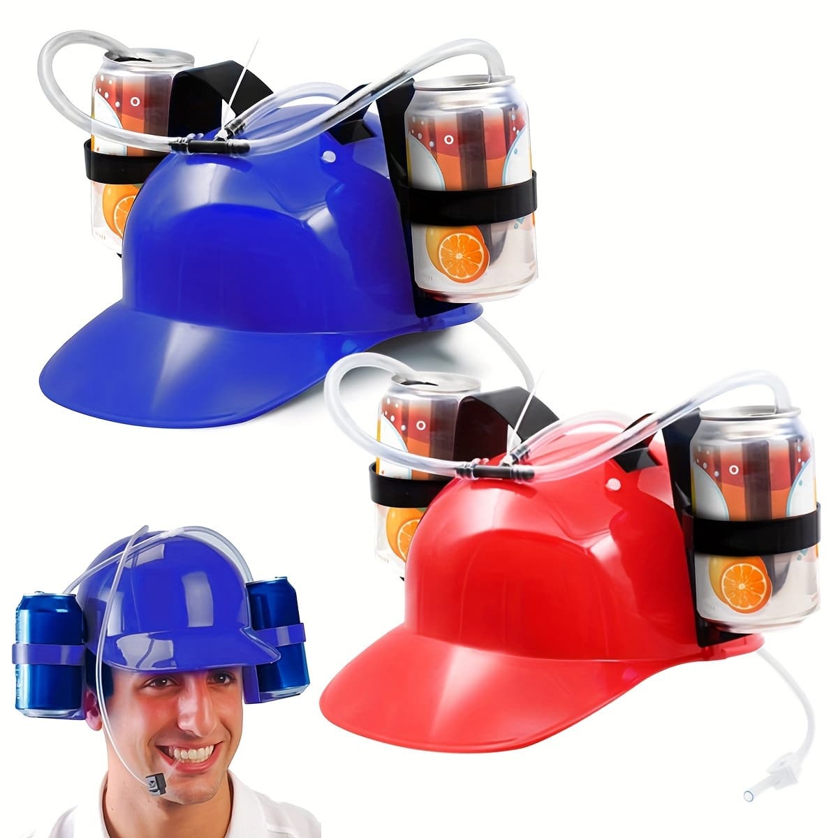 1pc Adjustable Drink Helmet with Straw - Durable Plastic Party Accessory for Bachelor, Wedding, Halloween, Graduation & New Year Celebrations - Fun Gift for All Occasions, Celebration Accessory, Playful Design, Secure Fit Design - Image 1