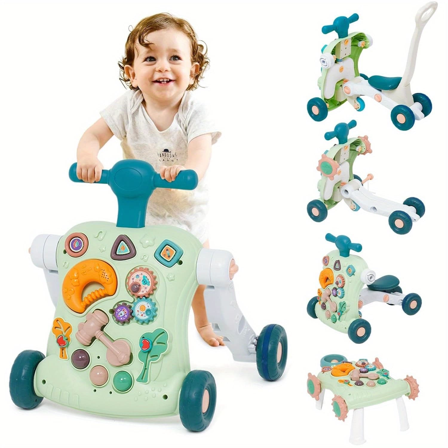 Sit to Stand Learning Walker 6 in 1 Baby Learning Walkers Early Education Activity Center Learning Play Toys Toddler Walker Push Toy for Girls Boys - Image 1