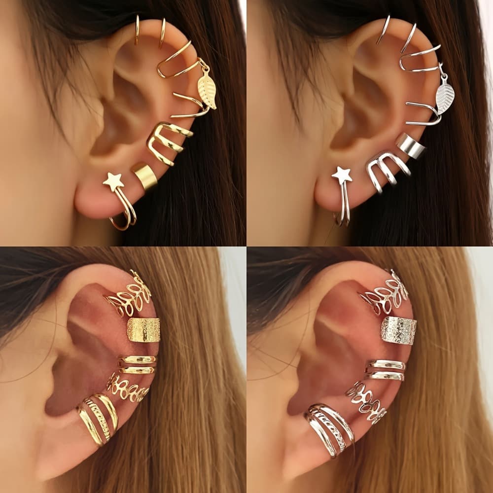22Pcs Fashion Accessories Adjustable Ear Cuffs Earrings for Girls Women Non-Piercing Cartilage Clip On Wrap Earring Set - Image 1