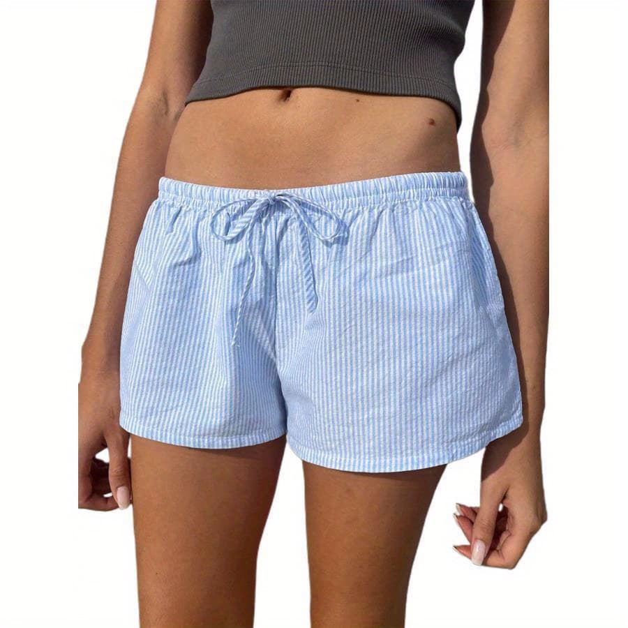 Women'S Summer Casual Pajama Shorts Loose Fit Wide Leg Drawstring Striped Lounge Shorts - Image 1