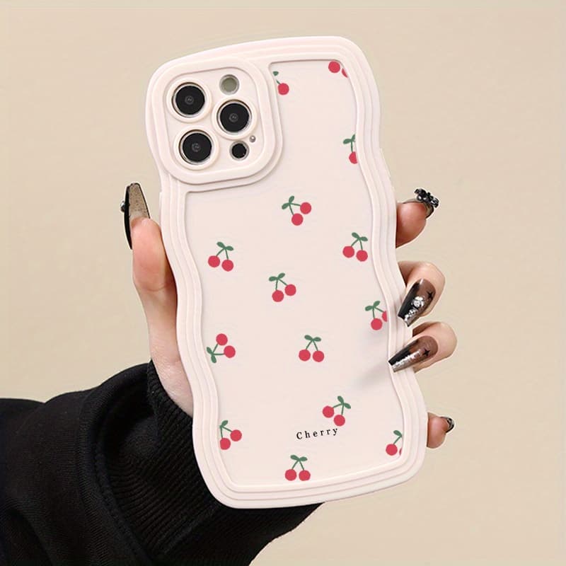 for iPhone 16 Pro Max Luxury Silicone Cartoon Cherry Pattern Phone Case for iPhone 11 13 15 14 12 Pro Max XR XS Max X 8 7 Plus 2020 SE Shockproof Soft Bumper to Boys Girls Gifts LW1 Christmas presents for Man men Graphics Cell Cases, Best for Christmas - Image 1