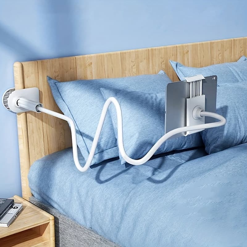 360 - Rotating Universal Tablet and Phone Holder with Flexible Spiral Base for Hands-Free Viewing - Perfect Bedside Companion for Tablets and Smartphones with Lazy Browsing Convenience - Image 1