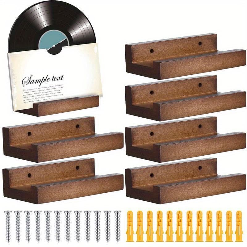 Wooden Vinyl Record Rack Wall Mount, Small Wall Mounted Record Rack Display Stand, Vinyl Record Rack Record Album Display Stand - Image 1