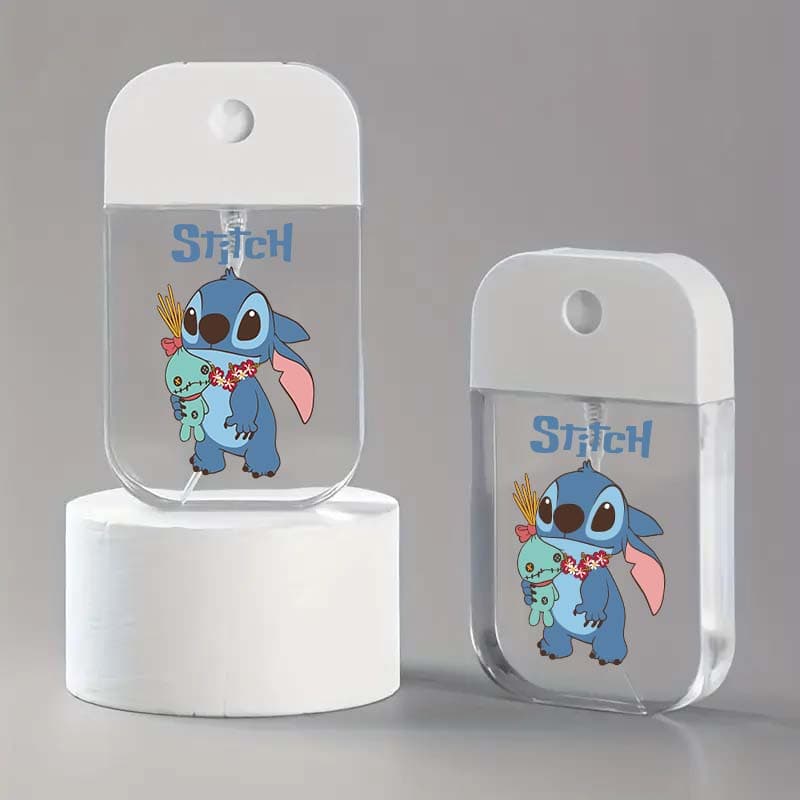 2pcs Disney Stitch Portable Card-Sized Spray Bottles - Compact Travel-Sized Transparent Containers with White Lid & Stitch Cartoon Design, BPS-Free Fragrance-Free for Travel Essentials, Cosmetics, Skincare - Ideal for Disney Fans, Cosmetic Storage - Image 1