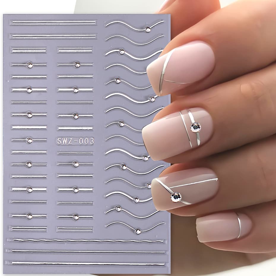 3d simple wave curve golden and silvery flash diamond sticker | Great Deals | Temu Nigeria - Image 1