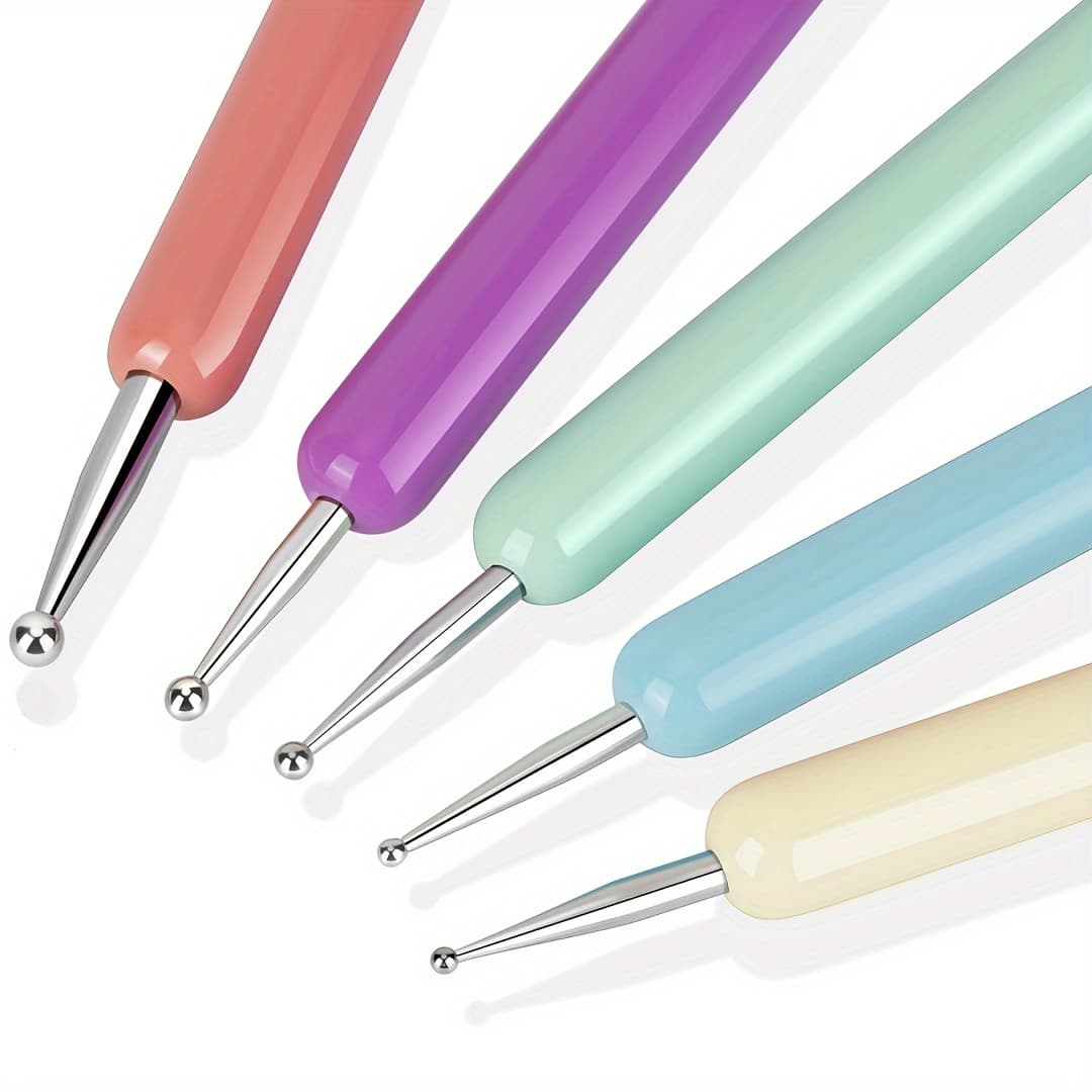 5pcs Embossing Stylus Set, Uncharged Plastic Ball Tip Clay Modeling Tools, Pattern Tracing and Dotting Accessories for Pottery, Nail Art, Drawing & Crafts - Image 1