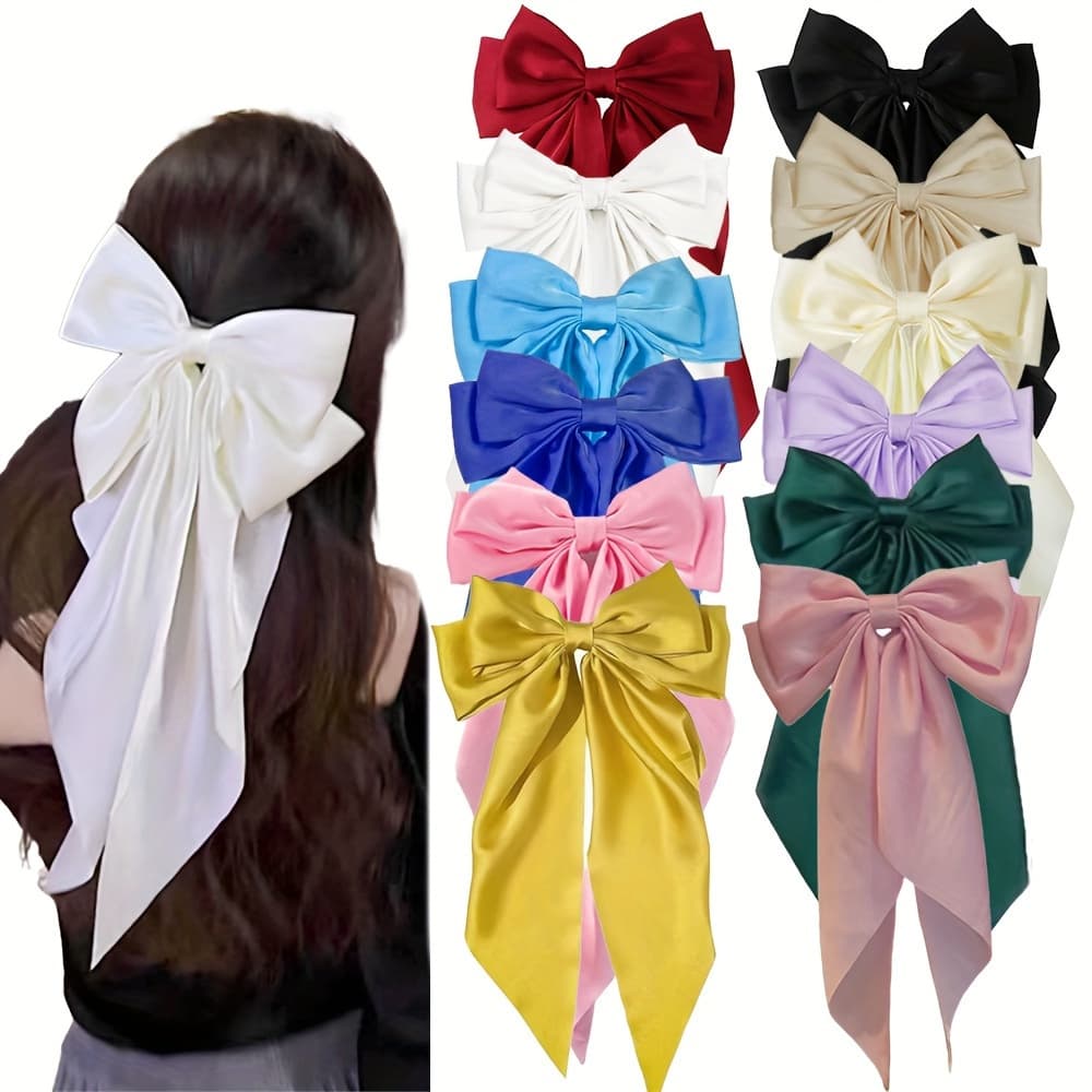 Set of 12 Satin Butterfly Hairbands Featuring a Metal Clasp - Ideal for Thanksgiving Or Any Elegant Event. - Image 1