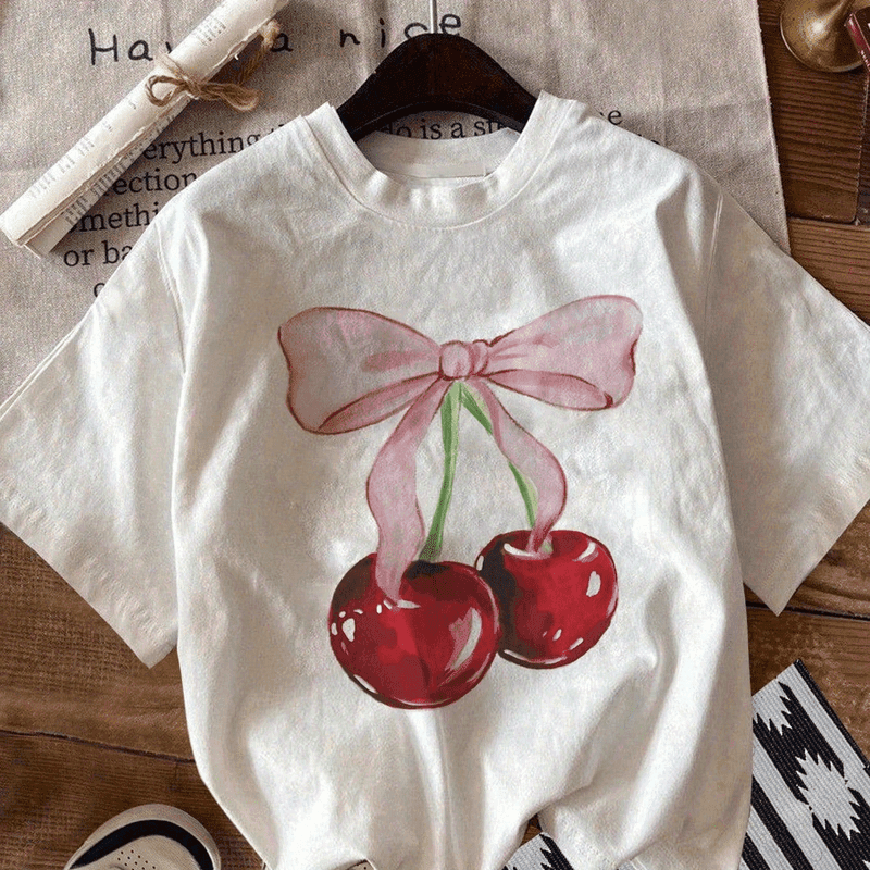Women's Round Neck CottonT-shirt Trendy Spring And Summer Four Seasons Street Style Light Pattern Printing Holiday Party Clothes Animal Popular Loose And Comfortable Multi-color Optional Breathable Retro Printing Casual Tops Local Delivery - Image 1