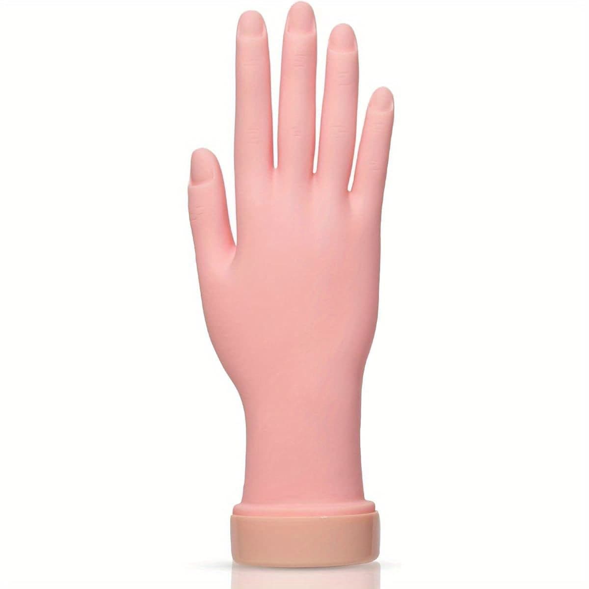 AORAEM Flexible Soft Plastic Mannequin Hand with Realistic Light Beige Texture & Anatomical Design - Pink Nail Art Training Tool for Aspiring Manicurists, Nail Artists & Beauty Practice, Nail Accessories, Manicure Practice, Lifelike Appearance, Smooth Finish, Manicurist Trainees - Image 1