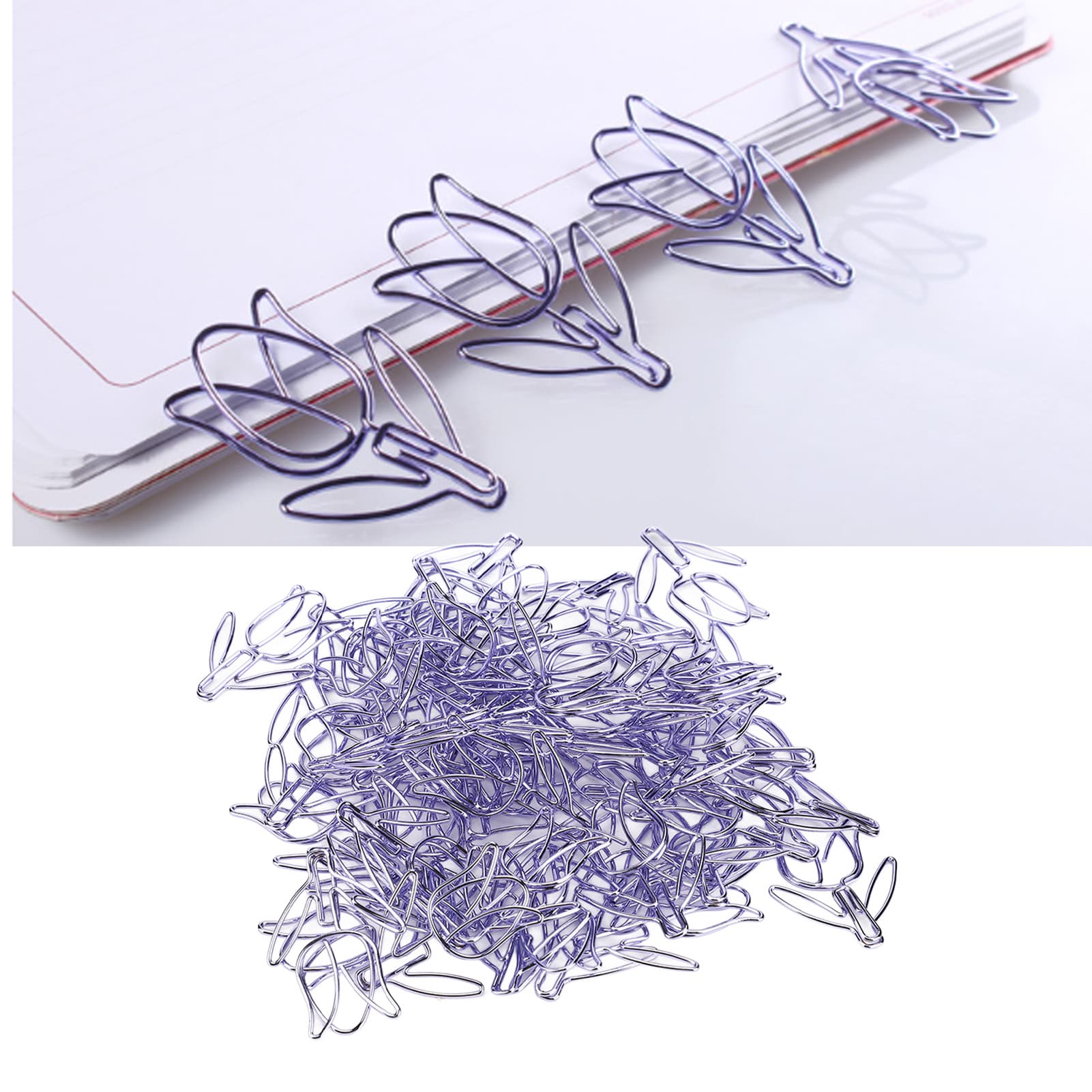 Purple Tulip Clip Cartoon Pin Creative Gift Shaped Paper Clips Clip (Purple)(Sold at 50 One) - Image 1