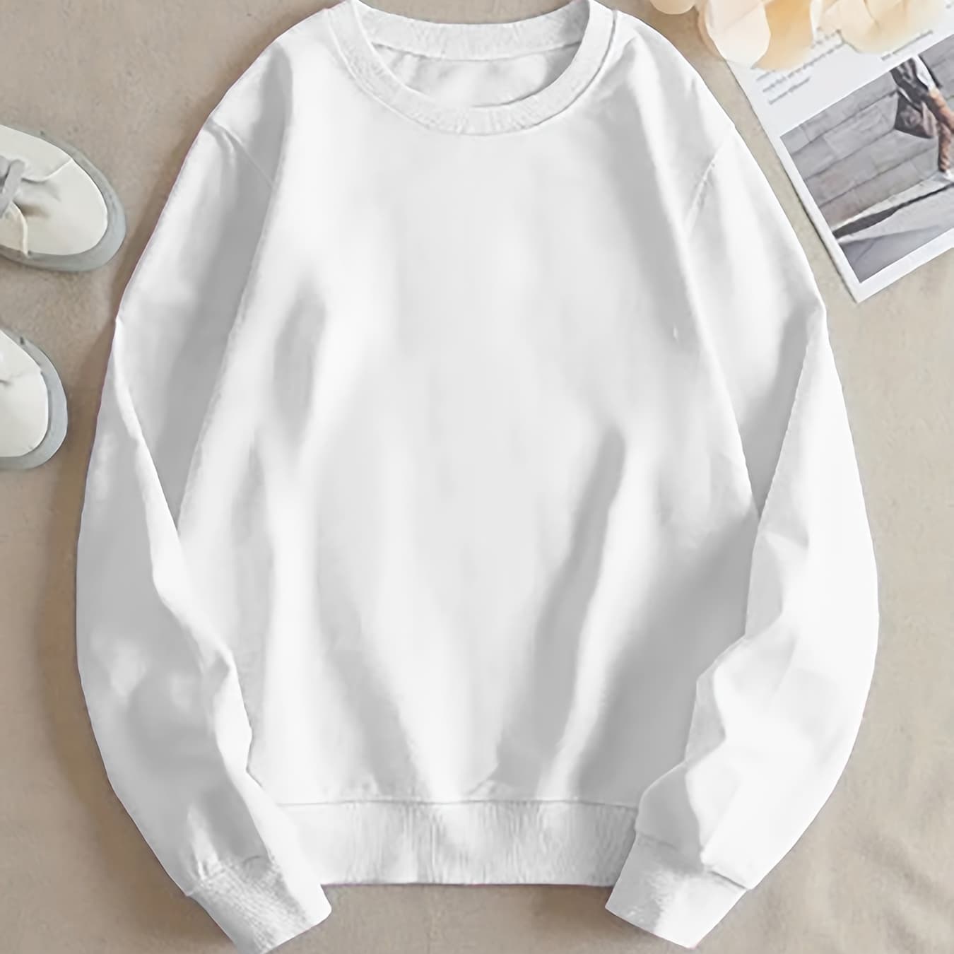 Pull Femme Col Rond - Sweat Minimaliste Quotidien, Pull Doux et Décontracté pour Femmes, Lavable en Machine, Idéal Cadeau d'Anniversaire ou de Maison, Mignon Sweater - Image 1