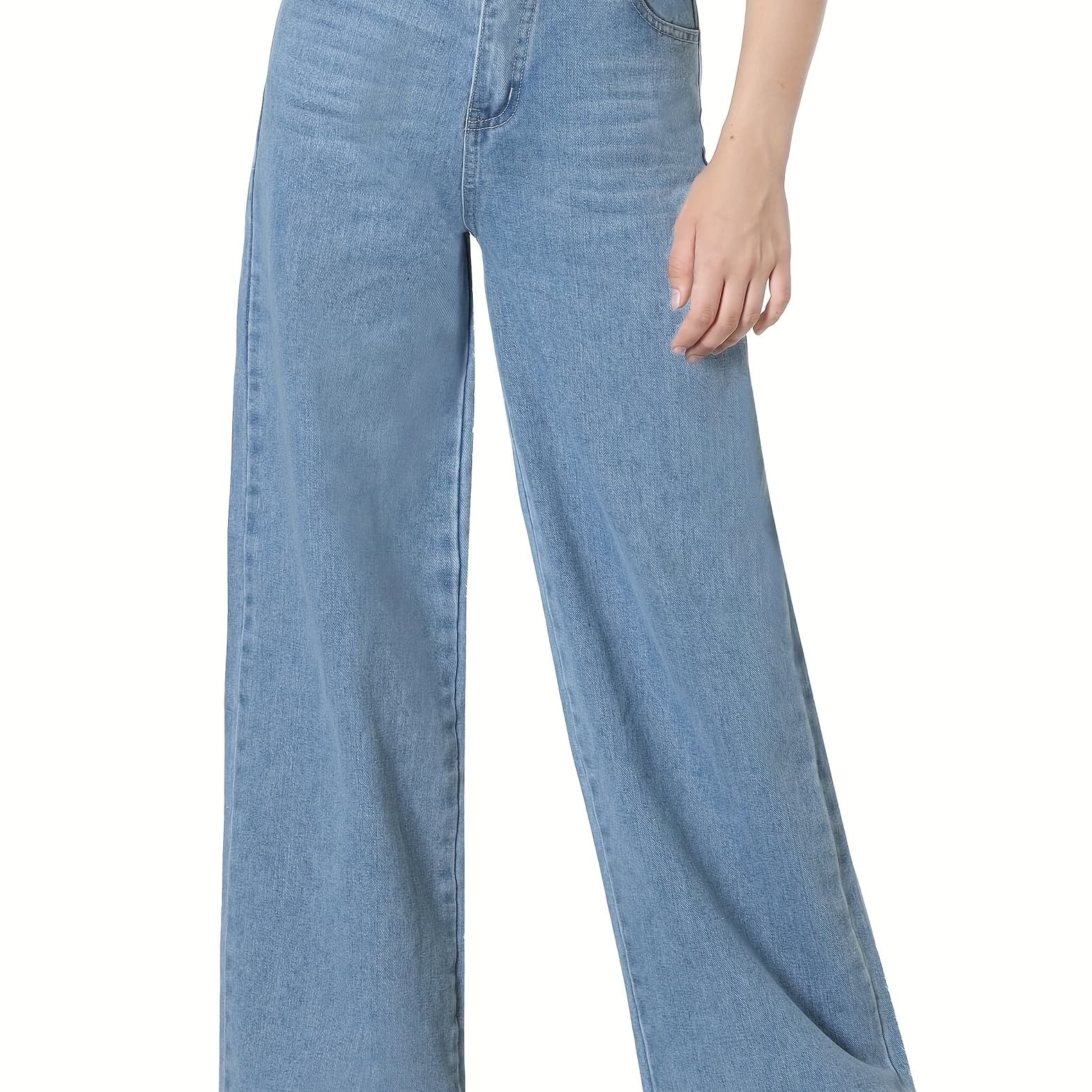EXARUS Girls High-Waisted Distressed Ripped Wide Leg Jeans - Casual Denim Pants with Pockets for Teens 6-14 Years, All-Season Comfort & Easy Care, Jeans for Girls, Teenage Fashion, Durable Fabric - Image 1