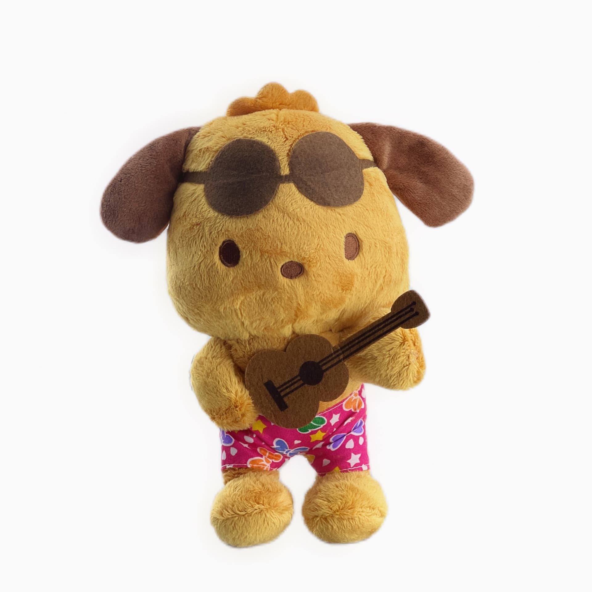 1pc, 8 Inches Hawaii Dog Plush, Brown Puppy Stuffed Animal, Kitty's Friend Puppy Plush, Summer Vacation Time, Cute Huggable Dog Plush - Image 1