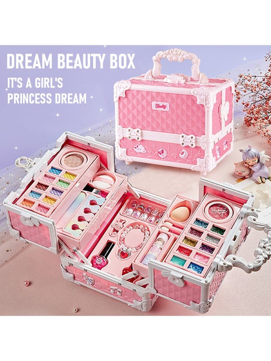 Kids Makeup Kit For Little Girls 49 Pcs Washable Makeup Kit Kids Real Girls Makeup Kit With Cosmetic Case ,Birthday Gifts - Image 1