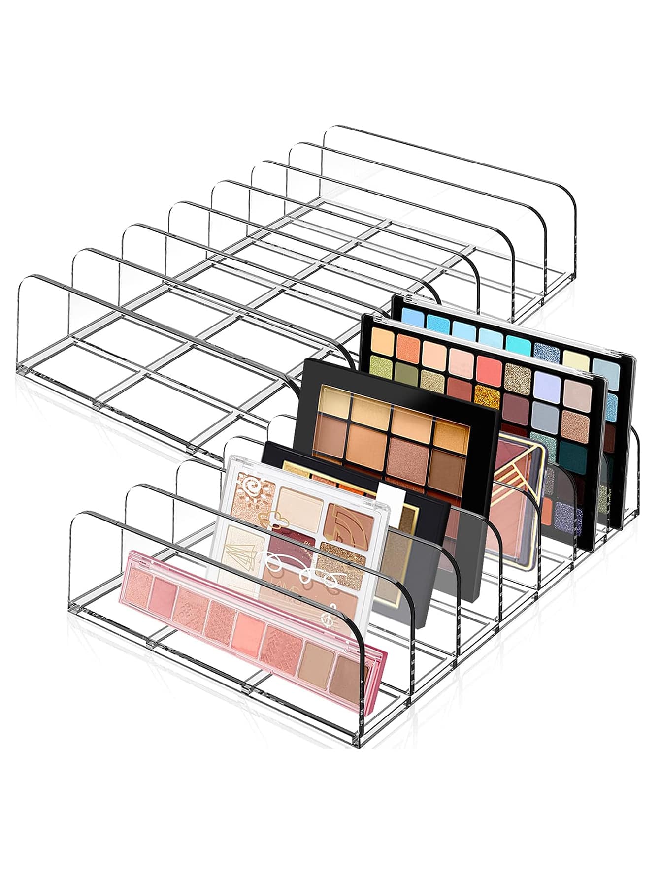 1pc Makeup Organizer Box For Eyeshadow Palette, Transparent Cosmetic Storage Box, Suitable For Dressing Table, Vanity, Bathroom Countertop, Cabinet, 7 Compartments,Room,Home,Bedroom,Bathroom,House,Pink Room,Living Room Decor,Travel Stuff,Gift Bag,Gifts For Mom,Dad,Men,Friends,Teacher,Birthday,Wedding,Desk,Shelves,Accessories,Gift Boxes,Funny Gift,Storage - Image 1