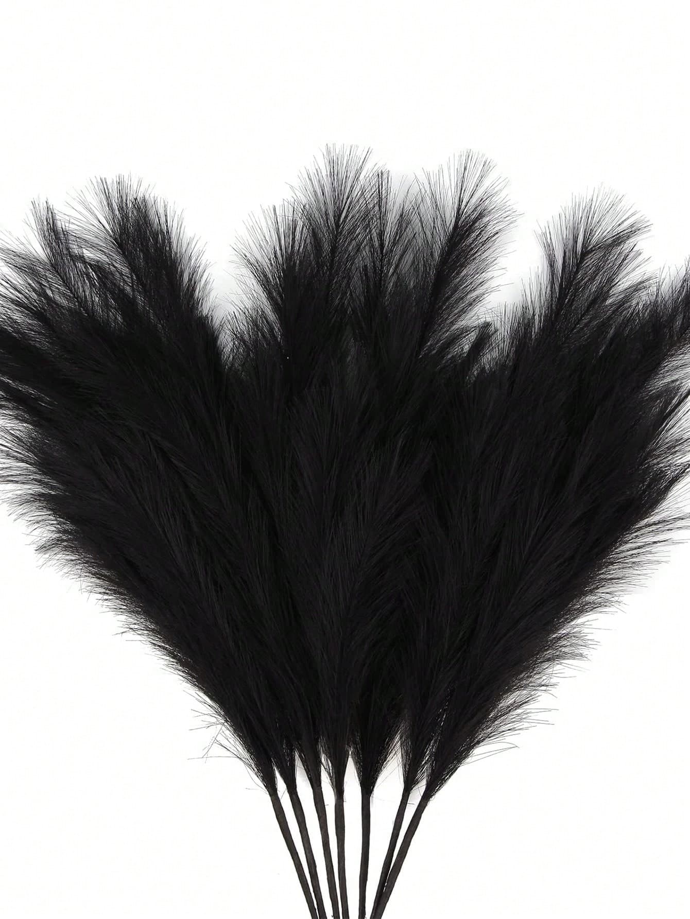 10/20pcs-Artificial Reed Grass Boho Decor Faux Pampas Grass Large Tall Fluffy Artificial Fake Flower Bulrush Reed Grass For Vase Filler Farmhouse Home Kitchen Bohemian Decoration, Room, Wedding Party Decor (Black) - Image 1