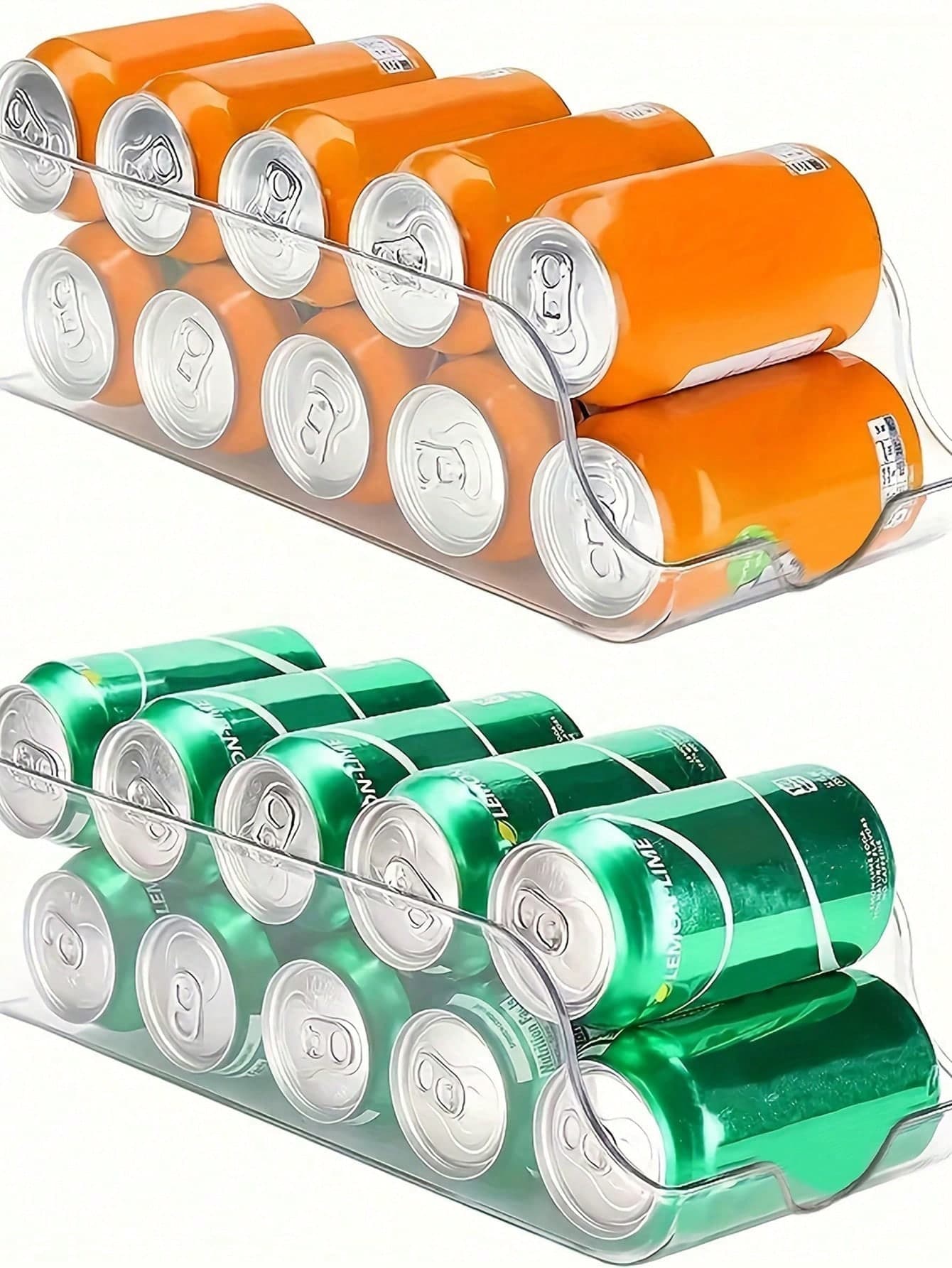 1pc/2pcs Refrigerator Organizer Refrigerator Storage Box Kitchen Beer Beverage Storage Box Shelf Soda Beverage Canned Food Container Trash Can Kitchen Organization And Storage - Image 1