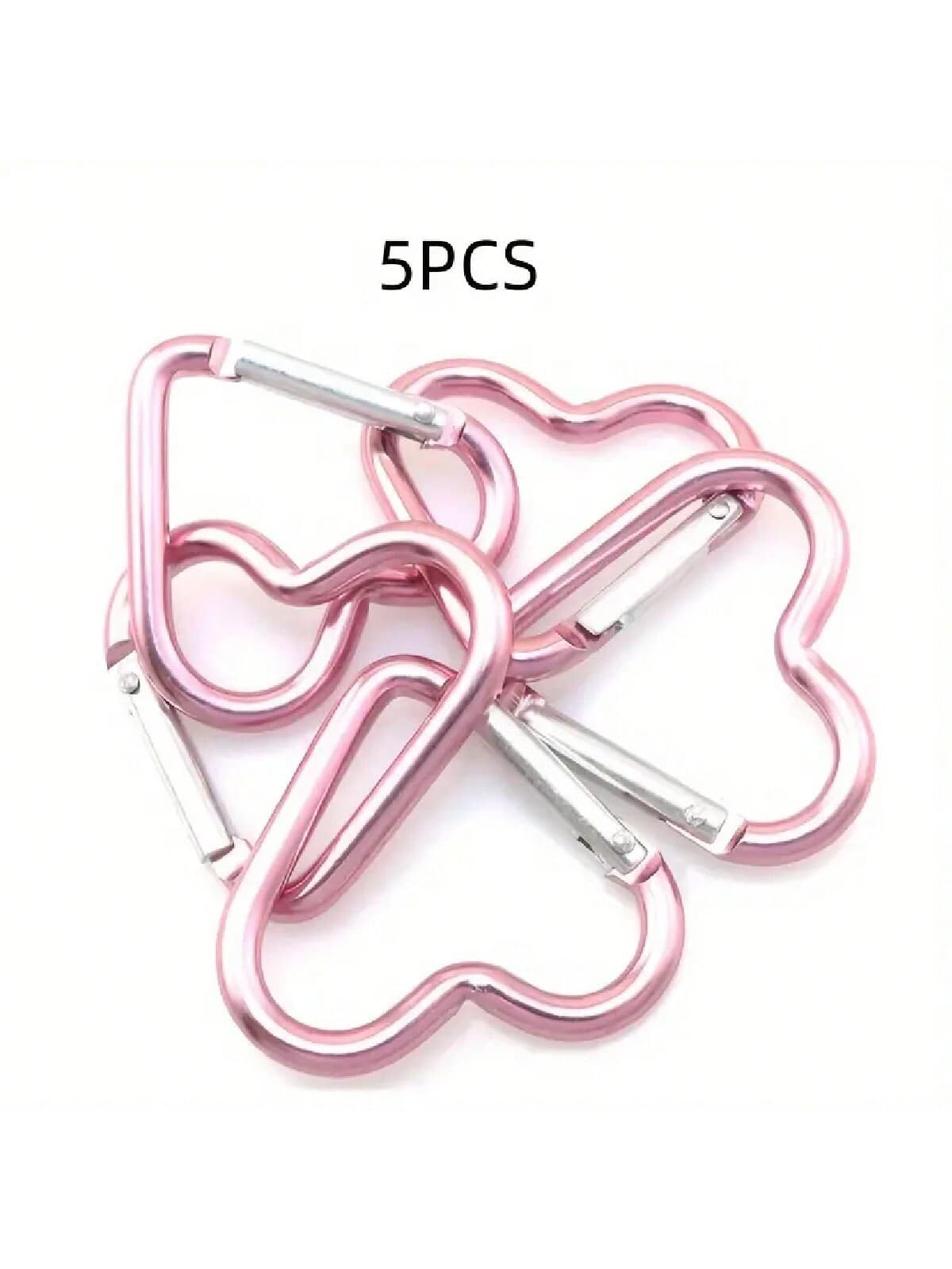 5pcs Heart-Shaped Spring Hook, Aluminum Alloy Carabiners For Men And Women, Use For Outdoor Climbing, Backpack And Daily Wear - Image 1