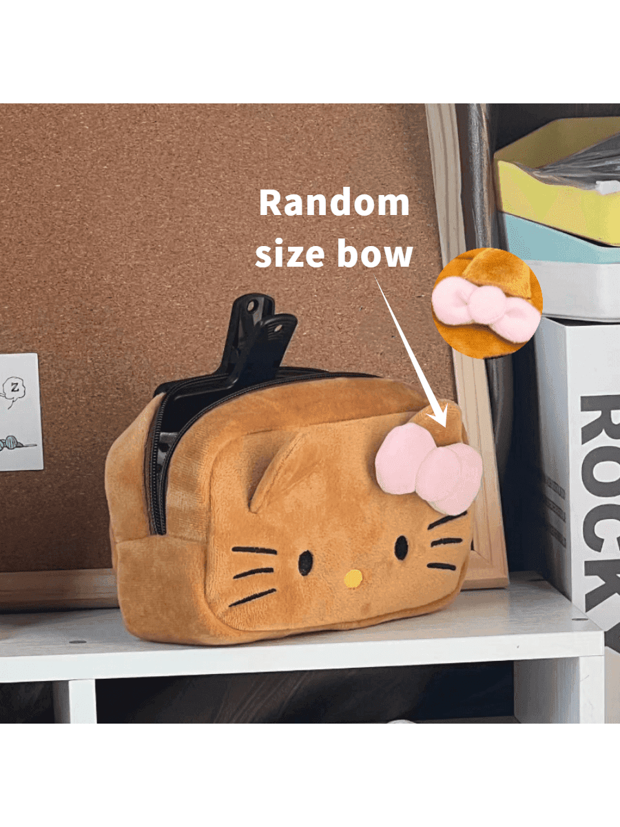 1pc Hello Kittyed Large Pencil Case, Kawaii Embroidered Storage Bag With Durable Zipper Closure Storage Bag, Office Desktop Storage Bag, Lightweight And Durable Organizer Bag For Daily Travel, Cute Women'S Cosmetic Bag For School Office Commuting, Used Beautiful Birthday Gift Coin Purse, Highlighter, Gel Pen, Painting Pen Case - Image 1