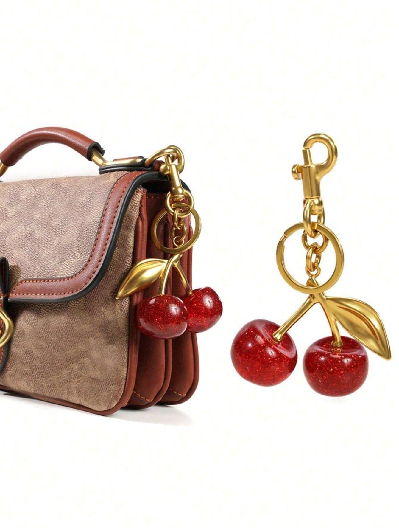 Cherry Pendant, 1Pc New Arrival Big Cherry Shaped Crystal Pendant, Keychain Pendant Sparkling Cherry Charm Keychain With Bag Clip, Sparkling Resin And Metal Fittings For Women's Handbags, Crossbody Bags And Purses, Keychain Charms School Supplies Teacher's Gifts Back To School Teacher's Accessories School Supplies Teacher Gifts Back To School Teacher Accessories School Supplies Teacher Gifts Back To School Teacher Accessories Backpack Accessaries - Image 1
