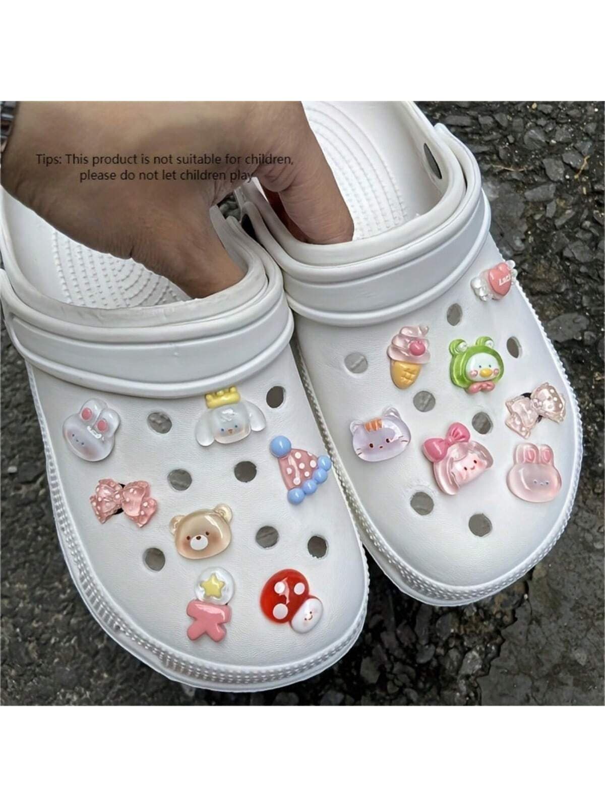 14-Piece Set Cartoon Shoes Charms - Exquisitely Crafted Transparent Resin Decorations For Clogs And Sandals, DIY Accessories For Women And Men, Perfect Birthday Gifts - Image 1