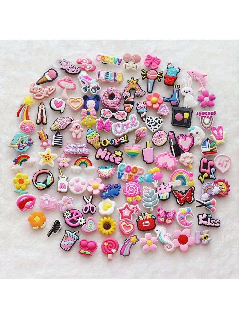 10/20/40/80/100pcs Shoe Charms For Clog Decoration, Cute Cartoon Charms Accessories For Men & Women, Party Favor - Image 1