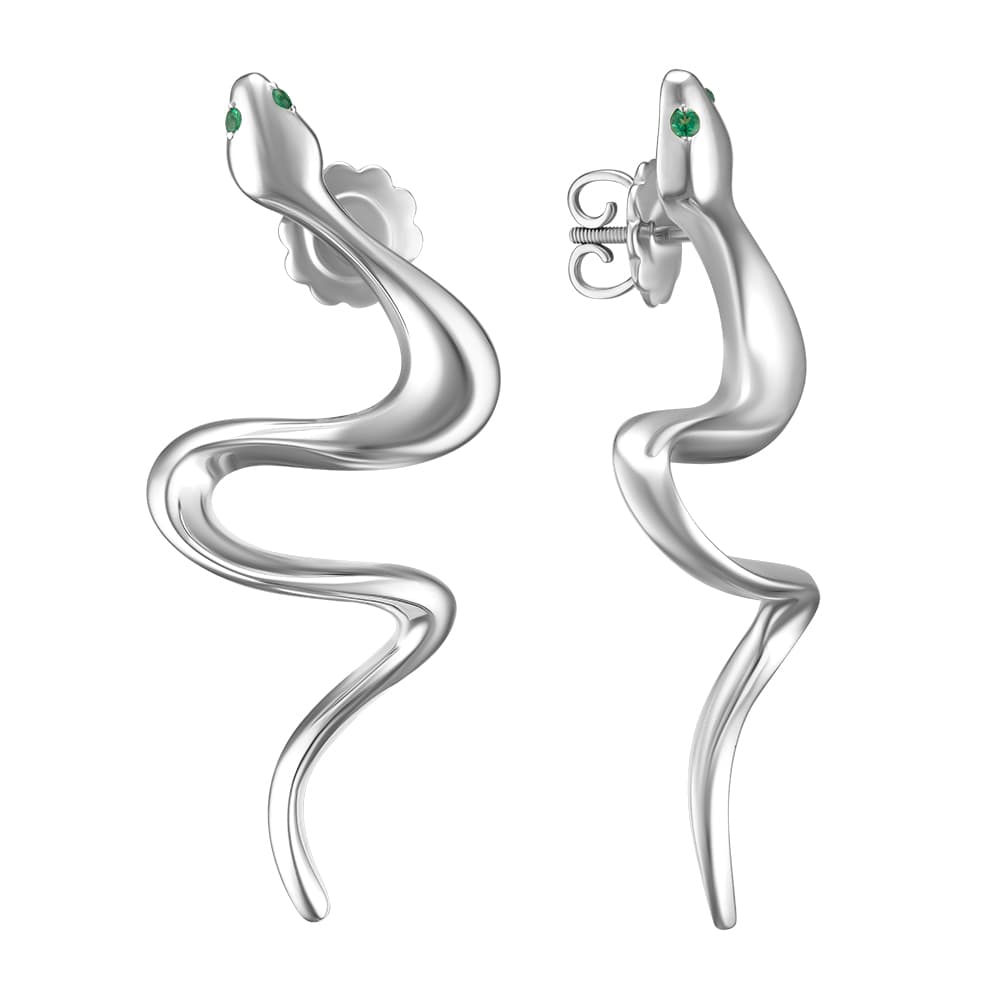White gold earrings with an emerald. Code: 260989910201 - Image 1