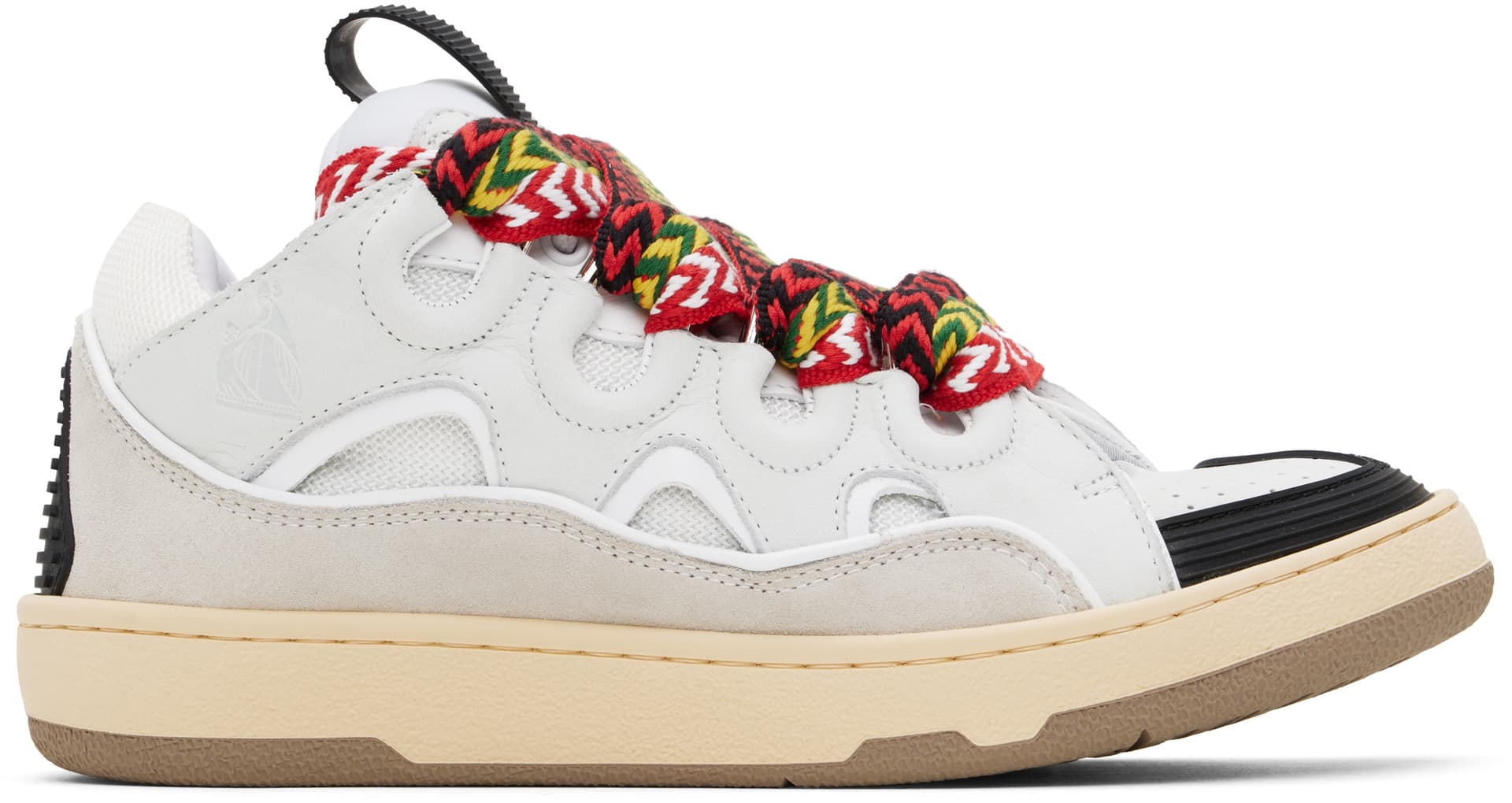 White Leather Curb Sneakers - Image 1