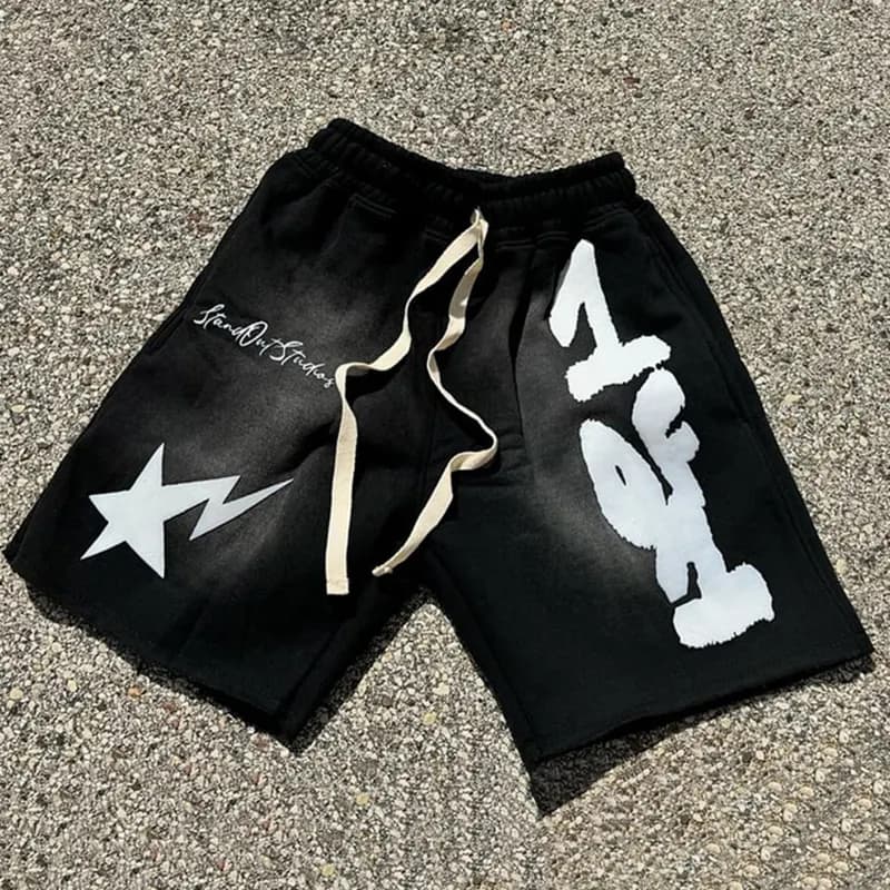 Vintage Shooting Star Graphic Casual Fashion Shorts - Image 1