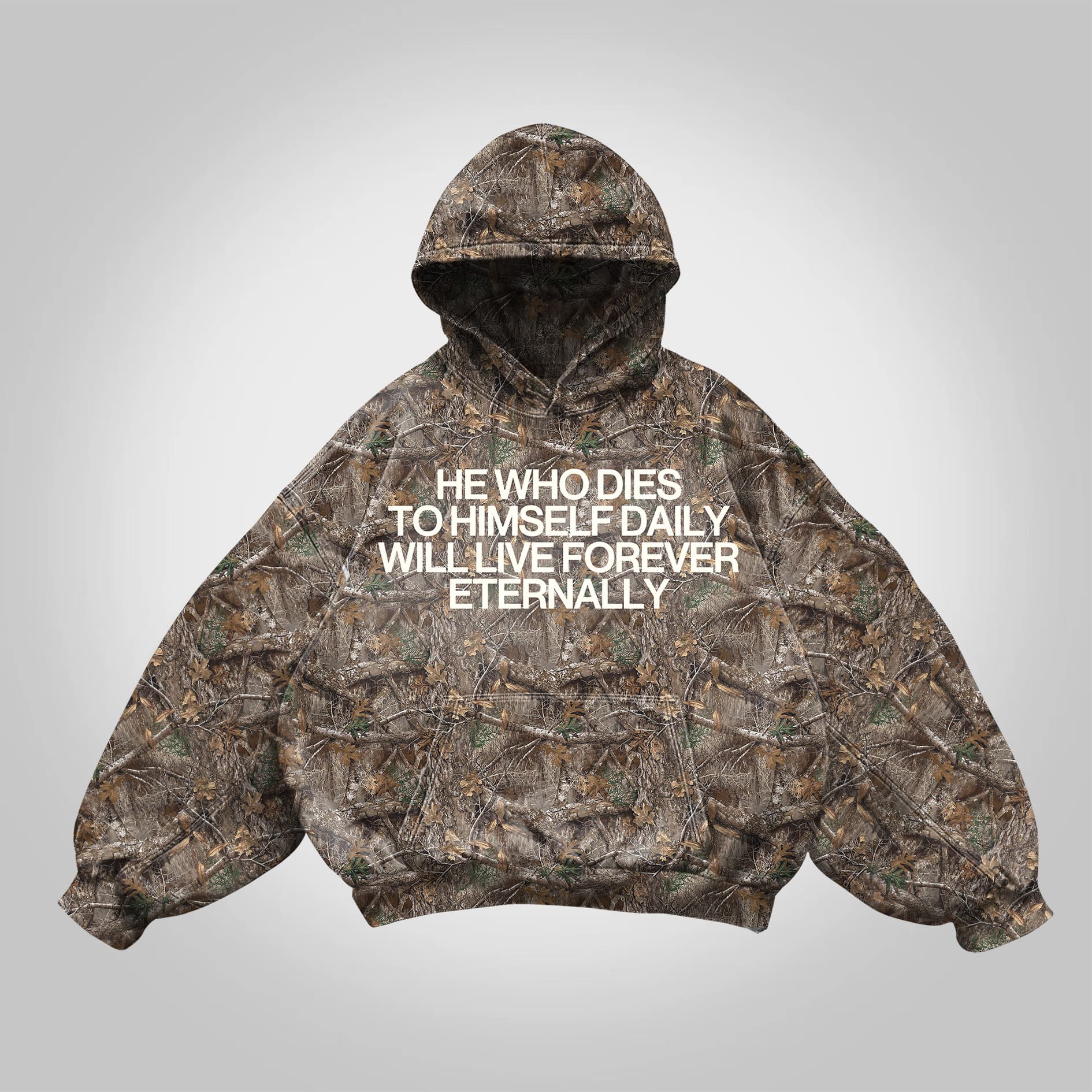 Vintage He Who Dies To Himself Daily Will Live Forever Eternally Camouflage Hoodie - Image 1
