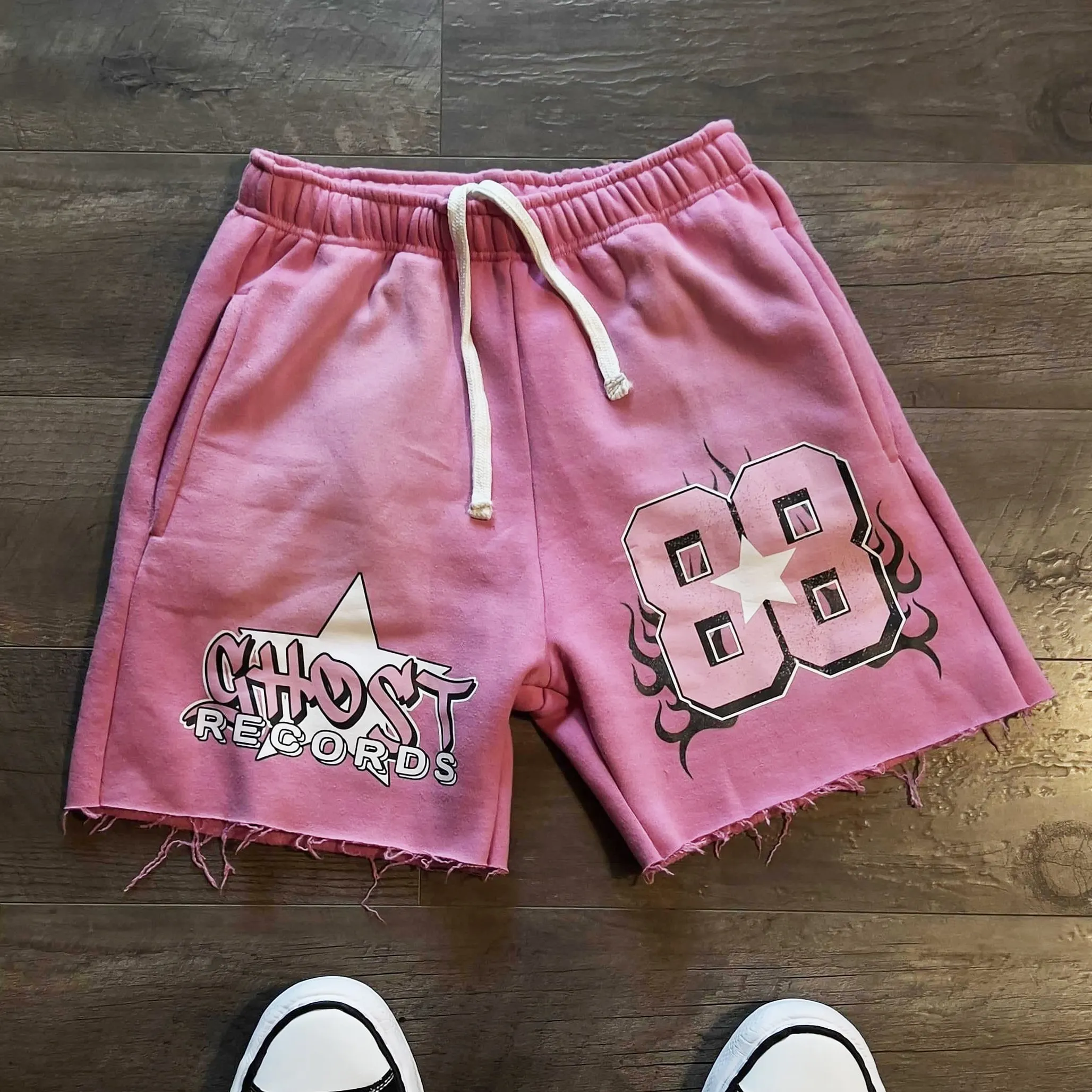 Vintage Ghost Records Print Casual Fashion Shorts - Image 1