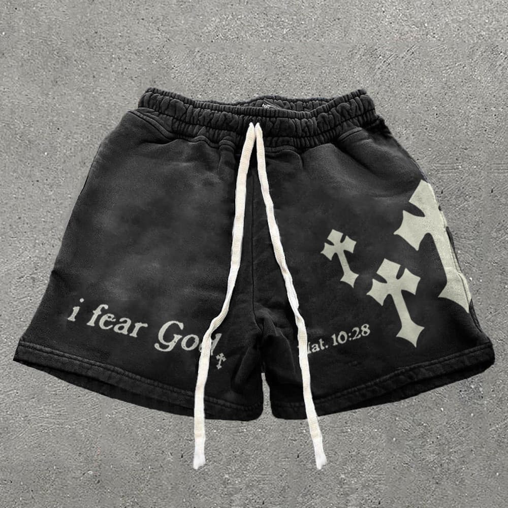 Vintage I Fear God Graphic Casual Fashion Shorts - Image 1