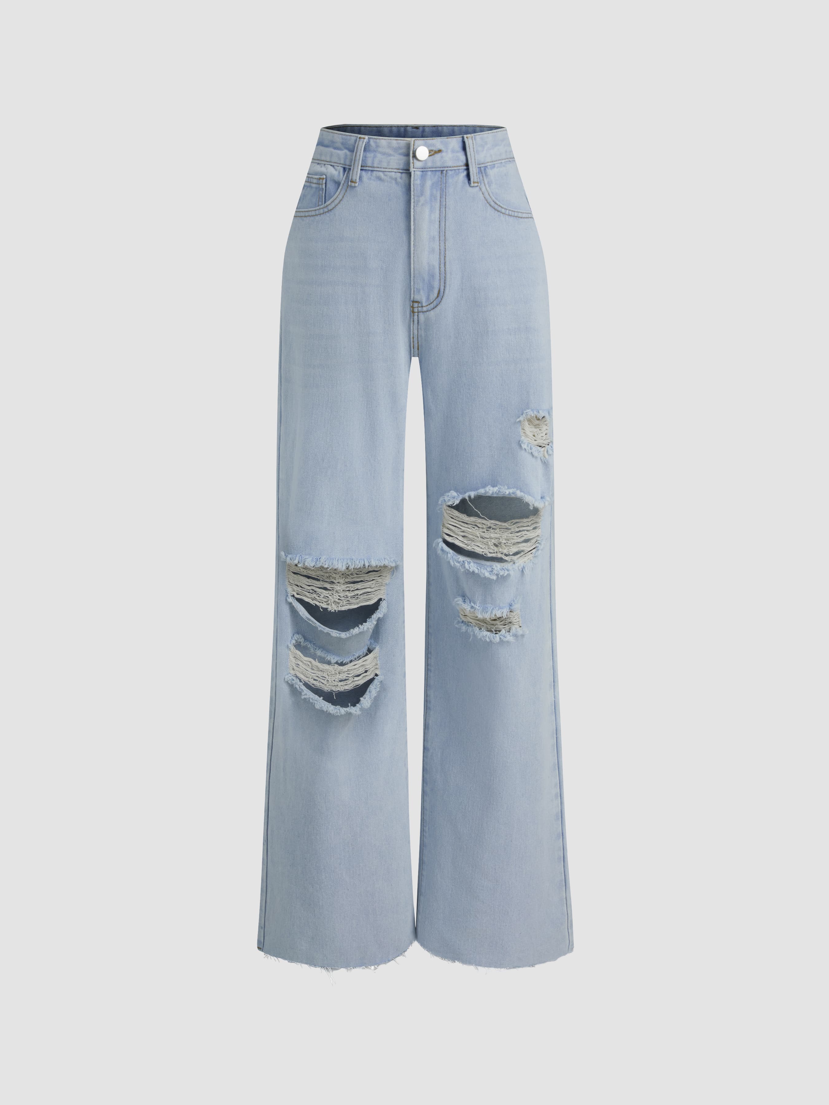 Y2K Outfits Western Outfits Straight Leg Jeans Denim Mid Rise Ripped Straight Leg Jeans For School Daily Casual Picnic - Image 1