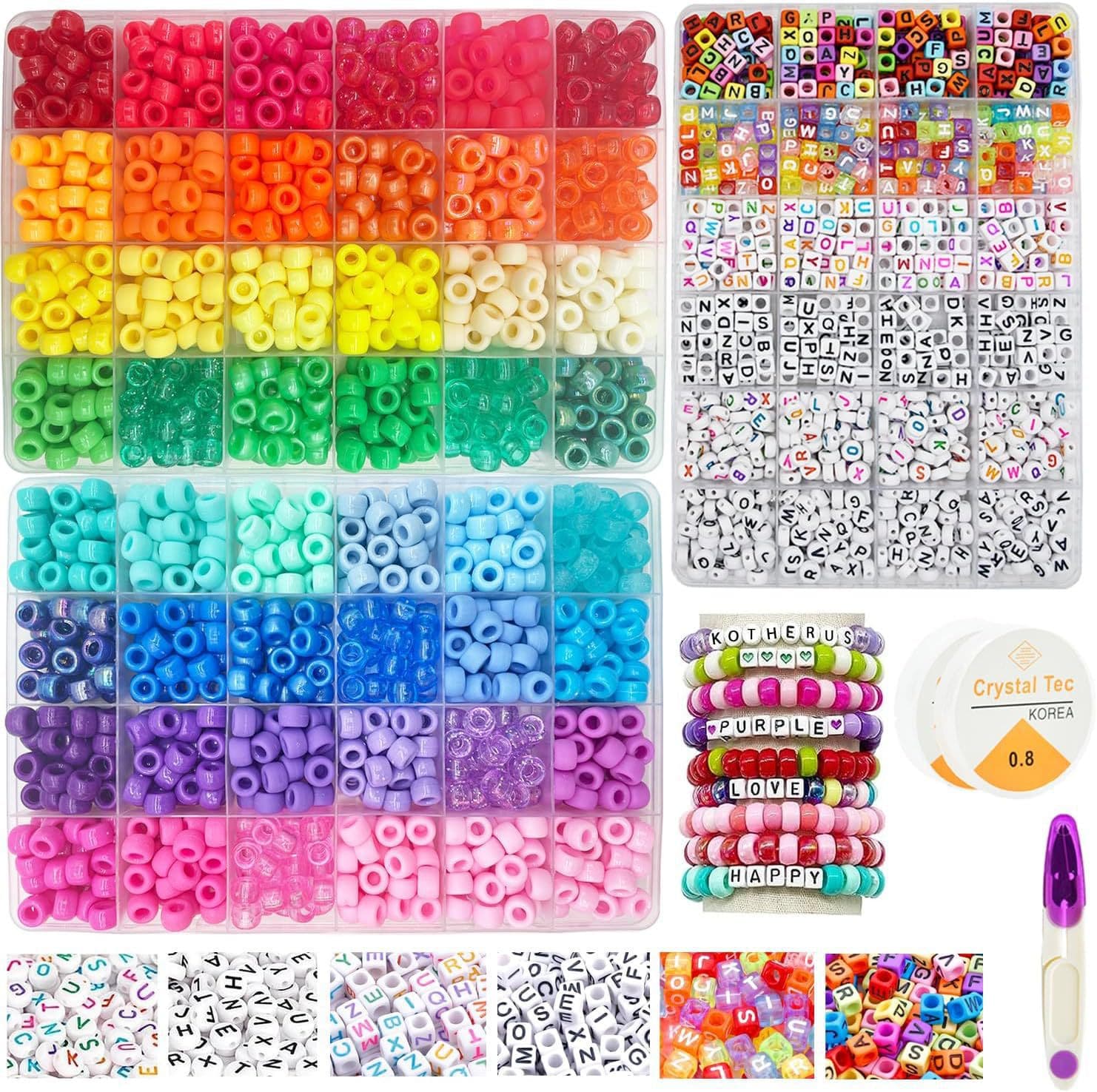 1 Box 1200pcs 48Colors 24Grids Pony&Letter Beads Set - Juzea – Wholesale Beads & Craft Supplies For Jewelry & DIY - Image 1