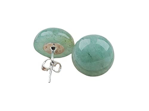 Jade Earrings Studs for Women Genuine – Flat Back - Earring Post - 12mm – Sage Light Green - Hypoallergenic- Handmade - Real Green Jade Jewelry for Women & Men - Gifts for Anniversary - Graduation - Back to School - Teacher Appreciation - Mens Birthstone Birthday Gift - Image 1