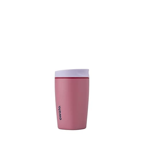 Owala SmoothSip Slider Insulated Stainless Steel Coffee Tumbler, Reusable Iced Coffee Cup, Hot Coffee Travel Mug, BPA Free 12 oz, Purple/Pink (Crochet Queen) - Image 1