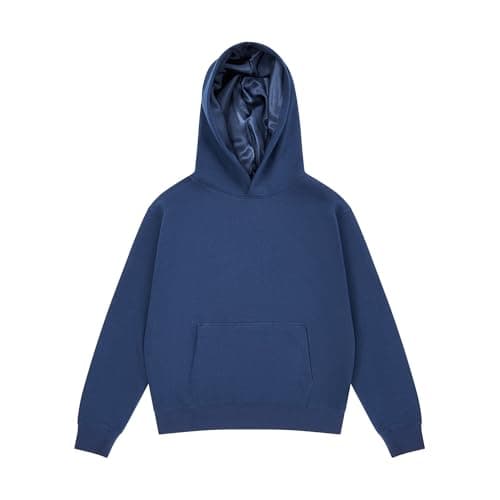 ARRIA Satin-Lined Hoodie – Oversized Hood for Frizz Free Hair, Comfy Premium Cotton Sweatshirt, Minimalist, Women’s Fashion, Fall Winter & Spring Trendy Essential Pullover (Medium, Navy) - Image 1