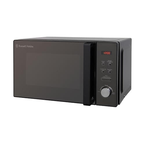 Russell Hobbs Compact Black Microwave, RHMO10, 20L Compact Design, 5 Power Levels, 8 Auto-Cooking Menus, 800W, Digital Timer and Safety Lock Option, Quick and Convenient Cooking - Image 1