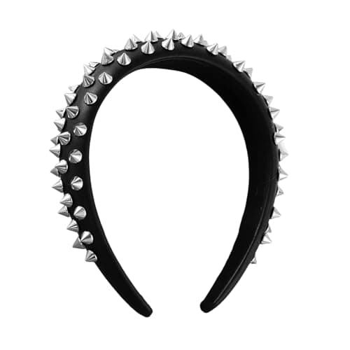 CZMZHFC Punk Studded Headband, Goth Spiky Hair Accessories, Rock Roll Hairband Stage Styling, For Halloween Cosplay Party (Black) - Image 1