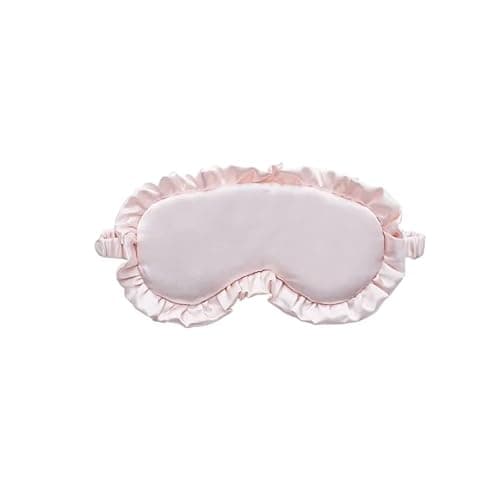 Silk Ruffle Sleep Eye Mask Soft Sleeping Eye Covers Multicolor Night Dream Blackout Eye Patches for Woman Man to Sleep Better(Light Pink) - Image 1
