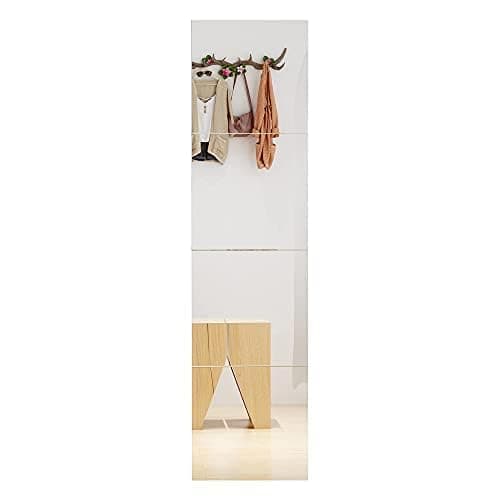 Murrey Home Wall Mirror for Home Gym Mirror, Full Length Mirrors Wall Mounted, Frameless Full Body Mirror Tiles for Wall, Door, Garage, 12" x4PCS - Image 1
