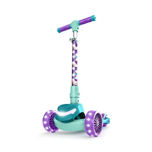 Jetson Disney's The Little Mermaid Three-Wheel Kids' Kick Scooter | Includes LED Lights on Stem & Light-Up Wheels |Height-Adjustable Handlebar Lean-to-Steer |Easy-Folding Mechanism Ages 3+, Purple - Image 1