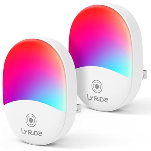 Color Changing Night Light-LYRIDZ RGB Night Light for Kids LED Night Light Plug in with Dusk-to-Dawn Light Sensor, Foldable Plug, Ideal for Bedroom, Bathroom, Basement, Home Décor, Compact, 2 Pack - Image 1