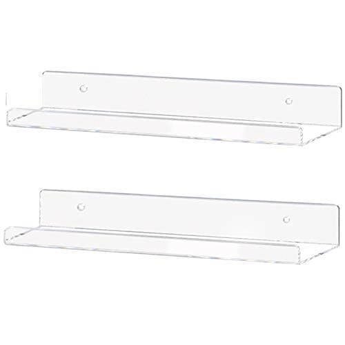 Weiai Clear Acrylic Shelf 15" Invisible Floating Wall Ledge Bookshelf, Kids Book Display Shelves Wall Mounted (15 Inch 2Pack) - 15 Inch 2Pack - Image 1