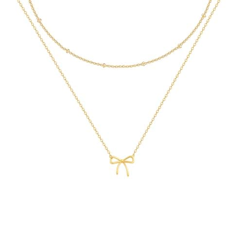 OGD Gold Bow Necklace for Women - 14K Gold Plated, Dainty Bow Pendant, Choker Necklace, Gift Idea - Image 1