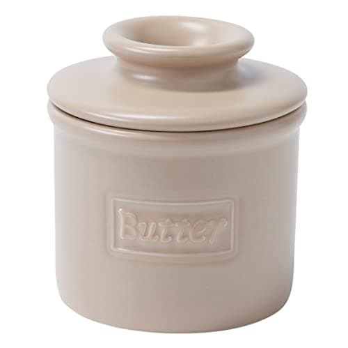 Butter Bell - The Original Butter Bell crock by L Tremain, a Countertop French Ceramic Butter Dish Keeper for Spreadable Butter, Café Matte Collection, Beige - Image 1