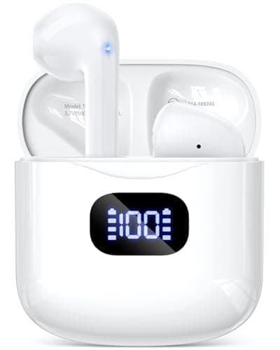 KTGEE Wireless Earbuds Bluetooth 5.3 Headphones, 40Hrs Playback Stereo Ear Buds with LED Display Charging Case IPX7 Waterproof in-Ear Earphones with Mic for Phone Tablet Laptop Sports, White - A-White - Image 1