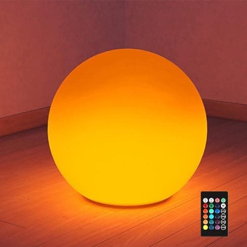40cm/16 inch Ultra-Fun LED Ball Light, Rechargeable Night Light w/Remote, 16 RGB Color Changing Mood Lamp, Waterproof Outdoor Ambiance Lighting, Pool Party Decorations - Image 1