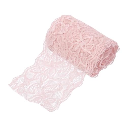 MECCANIXITY 3 Inch Wide 5 Yard Elastic Lace Ribbon Floral Pattern Dark Pink Stretch Lace Trim Embroidered Fabric for Sewing Making, and DIY Crafts, Gift Wrapping, Bouquets, Wedding Decor - Image 1