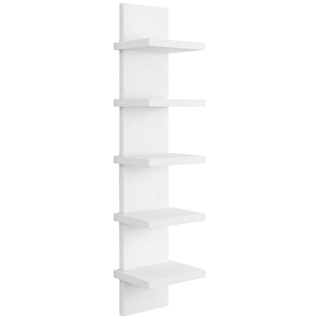 Mdlhcm 5-Tier Wooden Vertical Wall Shelf, Storage Accessories, Space Saving, Quick Installation, Versatile, 18.3 X 14 X 78 Cm, White, as described - Image 1